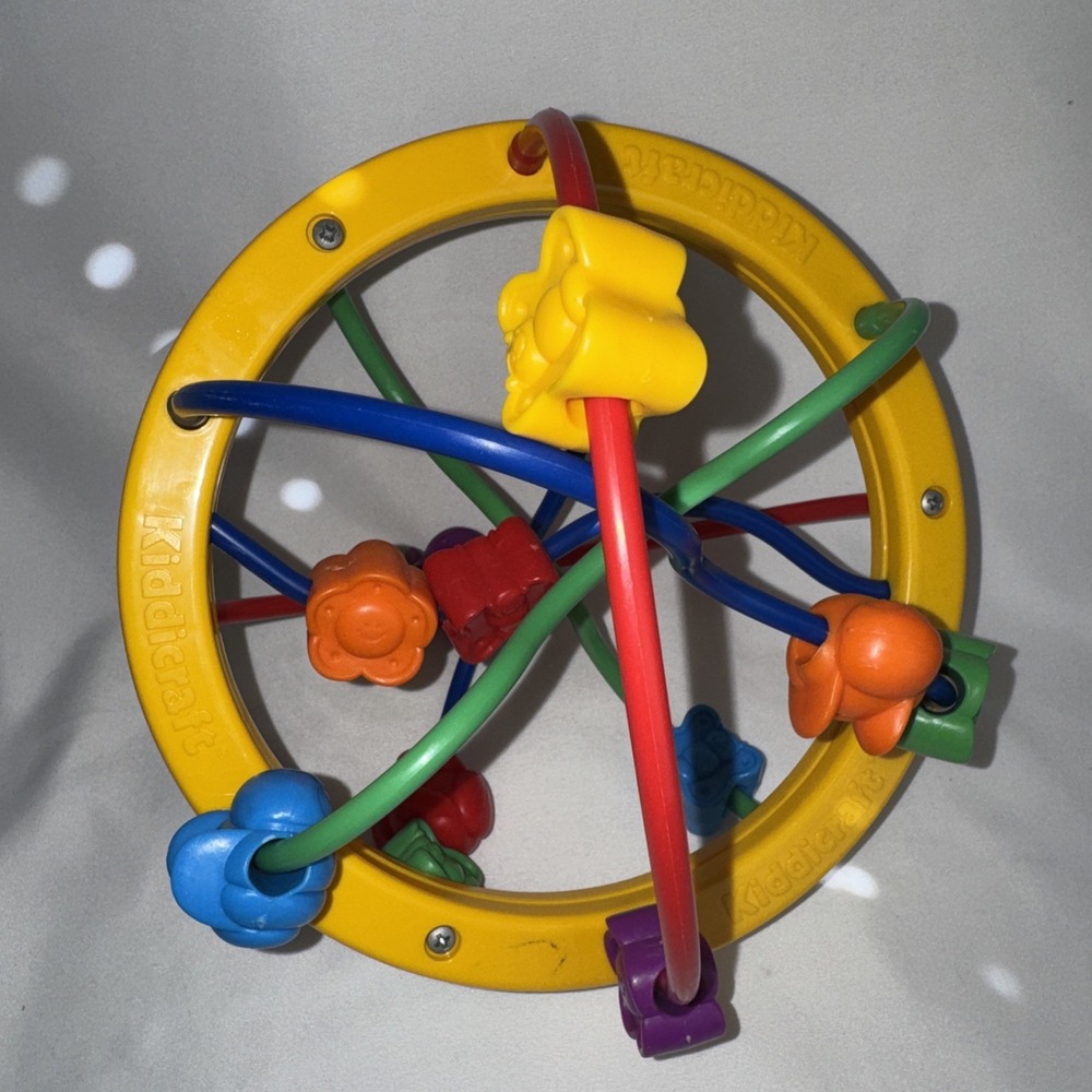 Kiddicraft Bead Ball Puzzle Ball Baby Toy Bright Colors Vintage Plastic Learning - Picture 8 of 9